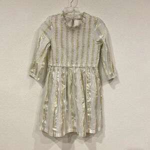 Crewcuts Gold and White Striped Kids Dress
